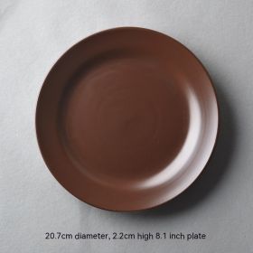 Ceramic Red Plate Household Dinner Plate European Meal Tray Creative Tableware Personality Simple Breakfast Plate (Option: Army Green 6049)