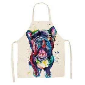 Cartoon Cute Dog Printed Cotton And Linen Apron Kitchen Home Cleaning Parent-child Sleeveless Coverall Generation Hair (Option: W 14017-47x38cm)