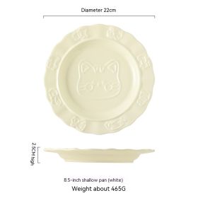 Ceramic Plate Cartoon Cute Relief Dish Dim Sum Dessert Cake (Option: Shallow Plate White)