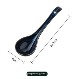 Ceramic Soup Spoon Large Soup Long Handle Noodle Spoon (Option: Baolan Big Soup Spoon)