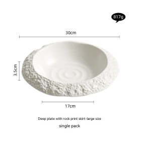 Rock Pattern Ceramic Household Deep Plates (Option: 12 Inches-No Specification)