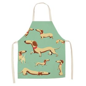 Cartoon Cute Dog Printed Cotton And Linen Apron Kitchen Home Cleaning Parent-child Sleeveless Coverall Generation Hair (Option: W 1409-47x38cm)