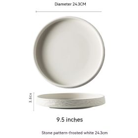 Household Ceramic Round Meal Tray Deep Plates Dumpling Plate Hotel Japanese Style Tableware (Option: White 243mm)