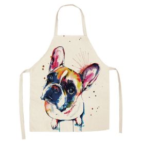 Cartoon Cute Dog Printed Cotton And Linen Apron Kitchen Home Cleaning Parent-child Sleeveless Coverall Generation Hair (Option: W 14013-47x38cm)