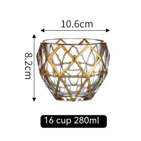 European Golden Rim Glass Drawing Golden Line (Option: Gold Painting No 16 Cup 280ml)