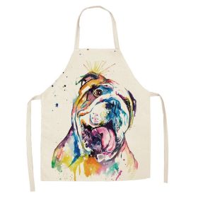 Cartoon Cute Dog Printed Cotton And Linen Apron Kitchen Home Cleaning Parent-child Sleeveless Coverall Generation Hair (Option: W 14014-47x38cm)