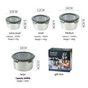 304 Stainless Steel Crisper Sealed Storage Box (Option: 4pcs-304 Stainless Steel)