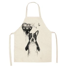 Cartoon Cute Dog Printed Cotton And Linen Apron Kitchen Home Cleaning Parent-child Sleeveless Coverall Generation Hair (Option: W 1405-68X55cm)