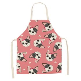 Cartoon Cute Dog Printed Cotton And Linen Apron Kitchen Home Cleaning Parent-child Sleeveless Coverall Generation Hair (Option: W 14022-68X55cm)