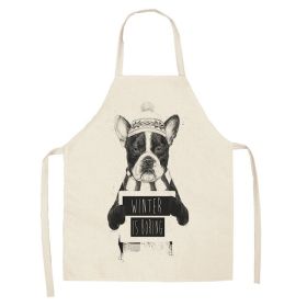 Cartoon Cute Dog Printed Cotton And Linen Apron Kitchen Home Cleaning Parent-child Sleeveless Coverall Generation Hair (Option: W 1401-68X55cm)